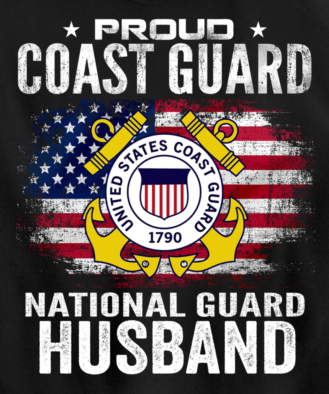 Proud Coast Guard National Guard Husband Gift Veteran Day Pullover Hoodie