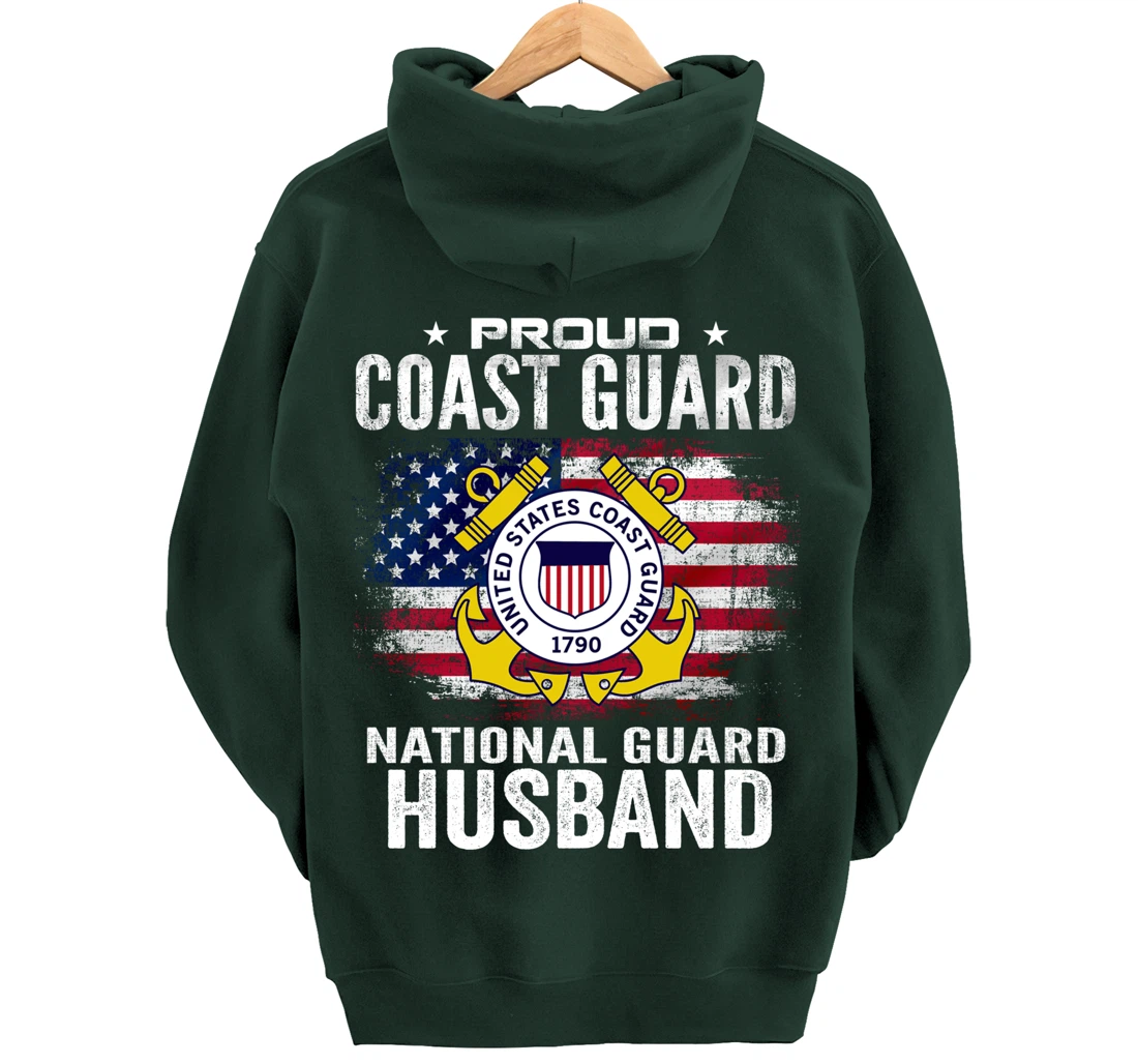 Proud Coast Guard National Guard Husband Gift Veteran Day Pullover Hoodie