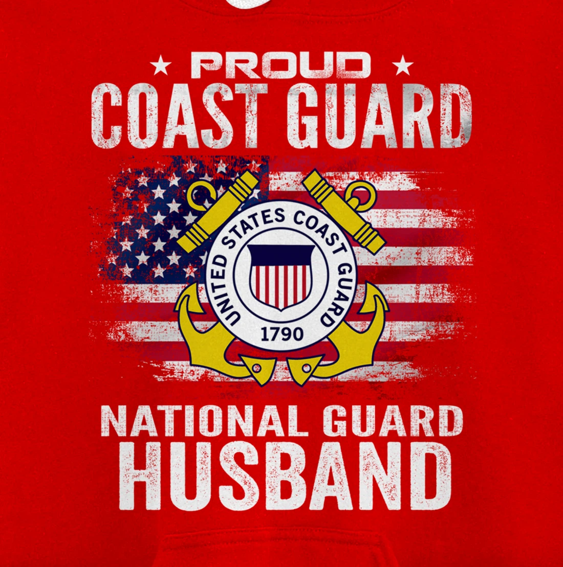 Proud Coast Guard National Guard Husband Gift Veteran Day Pullover Hoodie
