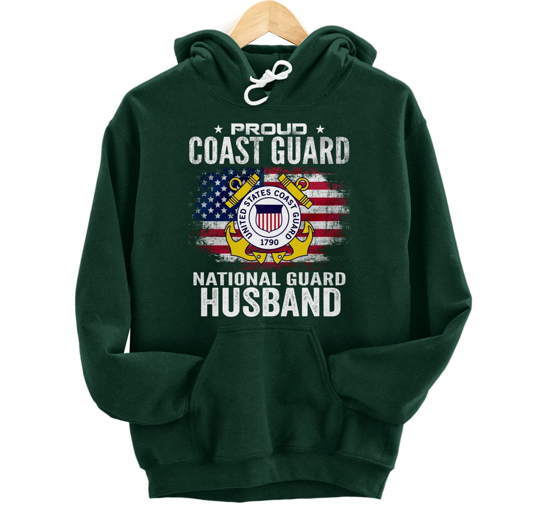 Proud Coast Guard National Guard Husband Gift Veteran Day Pullover Hoodie