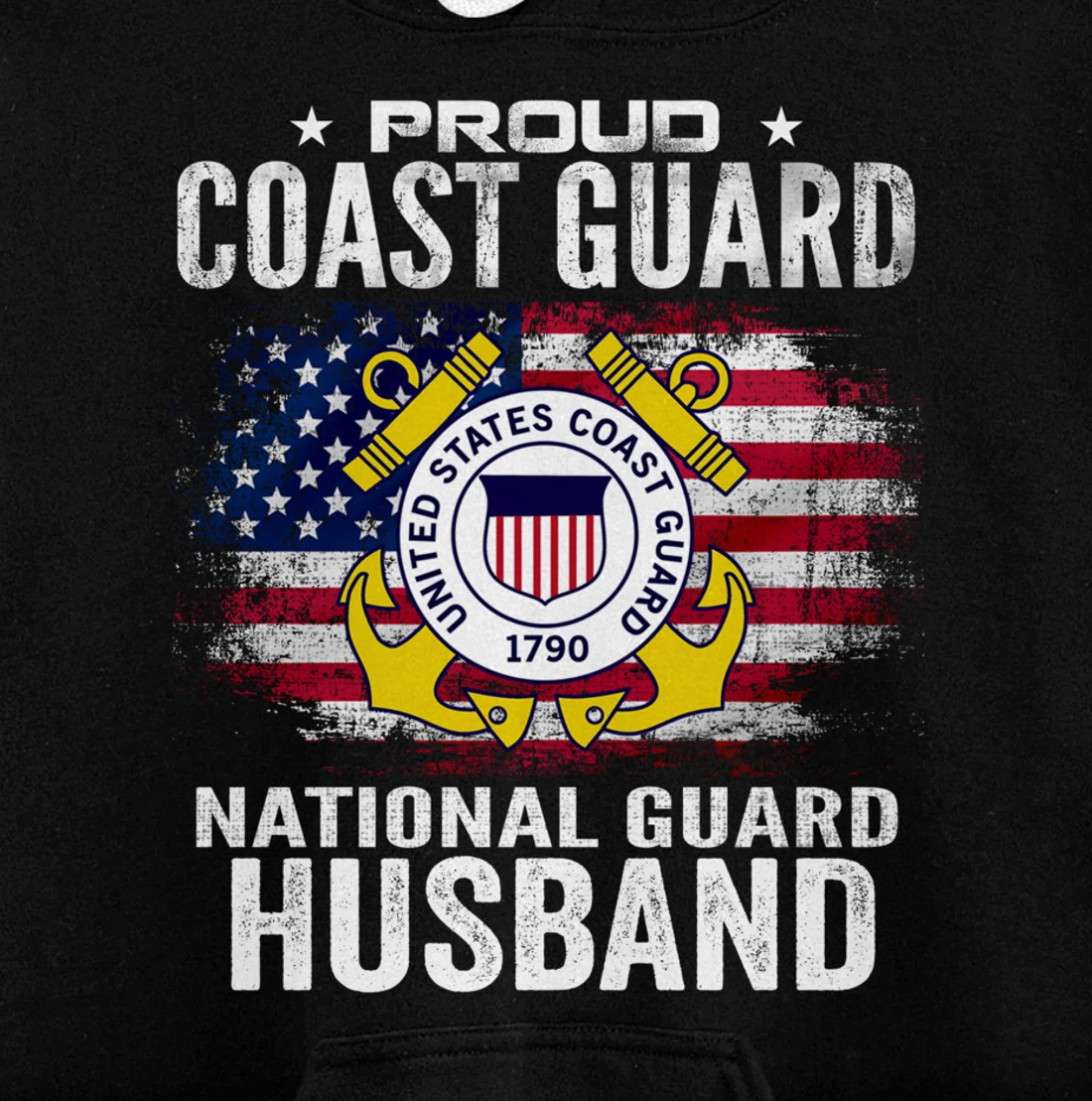 Proud Coast Guard National Guard Husband Gift Veteran Day Pullover Hoodie