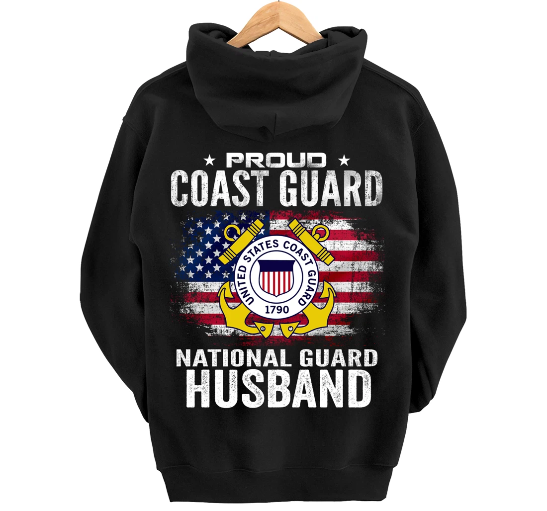 Proud Coast Guard National Guard Husband Gift Veteran Day Pullover Hoodie