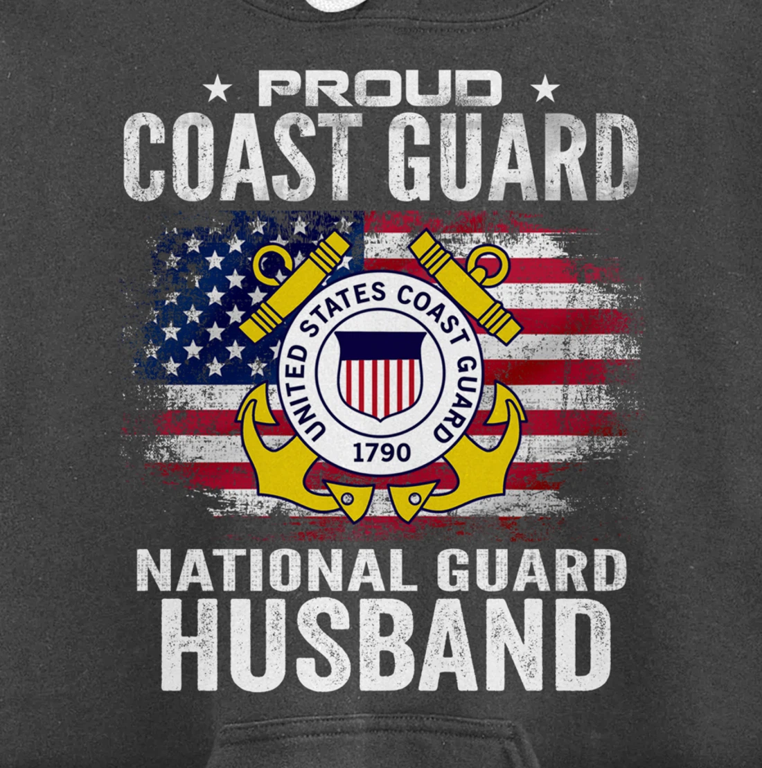 Proud Coast Guard National Guard Husband Gift Veteran Day Pullover Hoodie