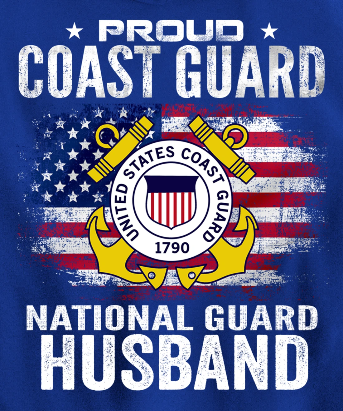 Proud Coast Guard National Guard Husband Gift Veteran Day Pullover Hoodie