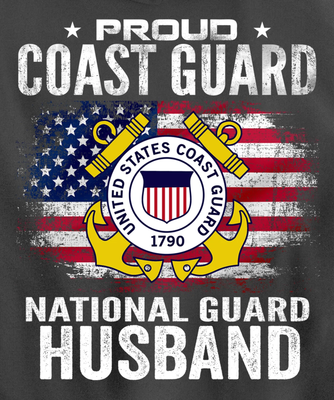 Proud Coast Guard National Guard Husband Gift Veteran Day Pullover Hoodie