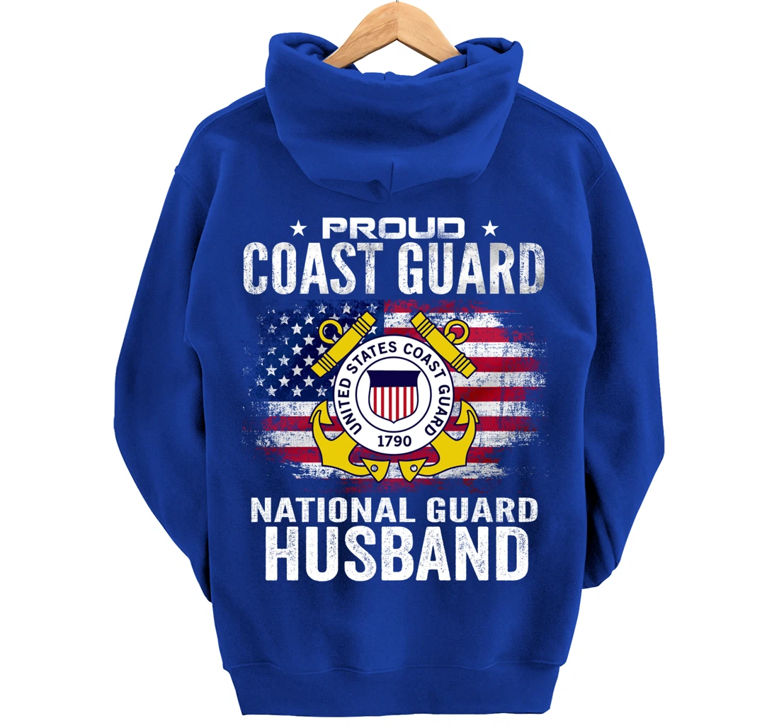 Proud Coast Guard National Guard Husband Gift Veteran Day Pullover Hoodie