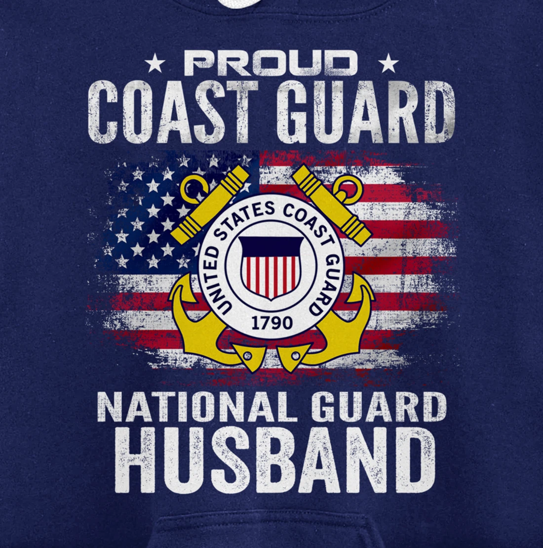 Proud Coast Guard National Guard Husband Gift Veteran Day Pullover Hoodie