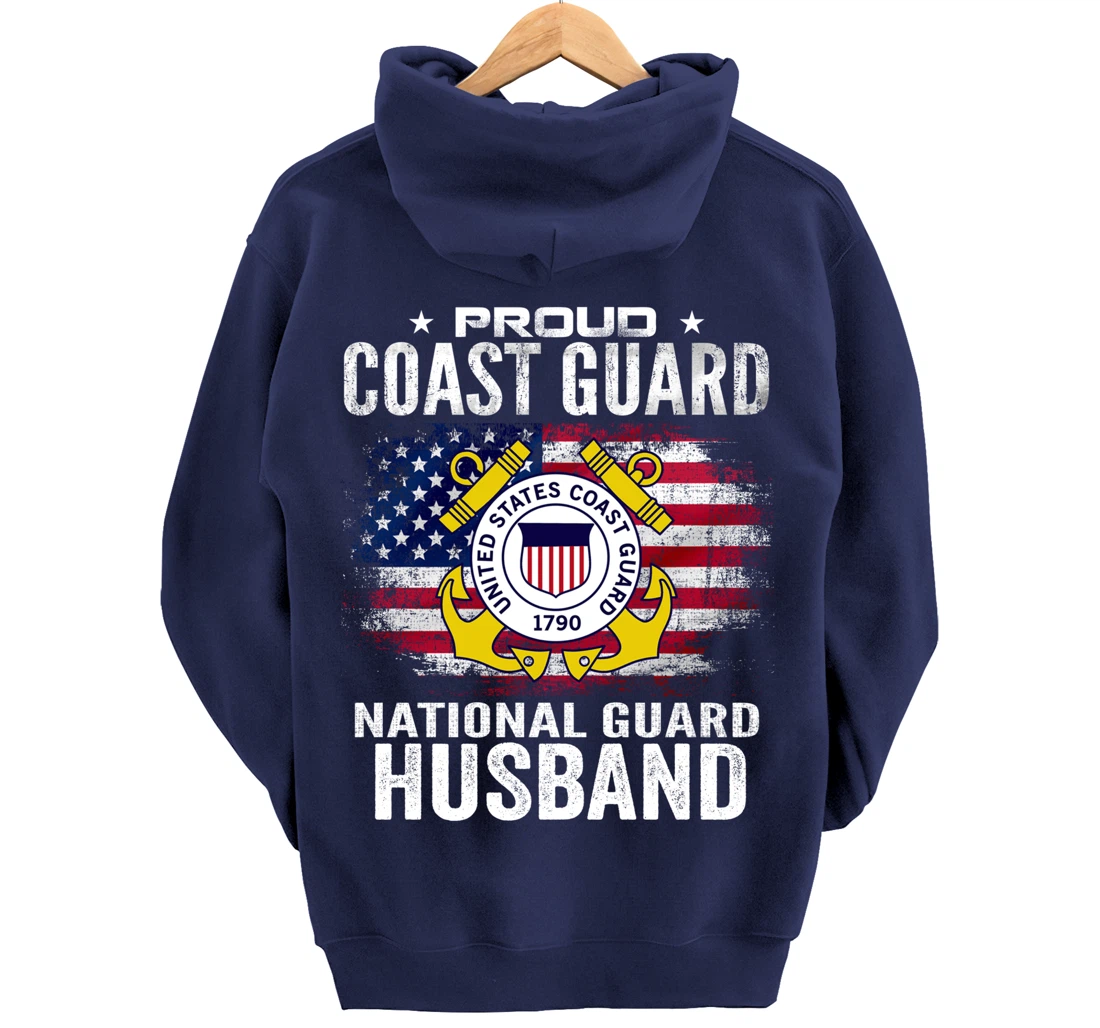 Proud Coast Guard National Guard Husband Gift Veteran Day Pullover Hoodie