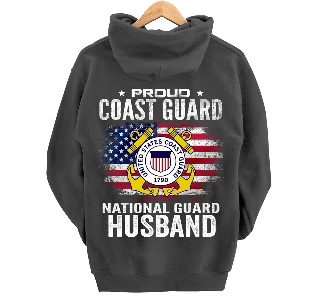 Proud Coast Guard National Guard Husband Gift Veteran Day Pullover Hoodie