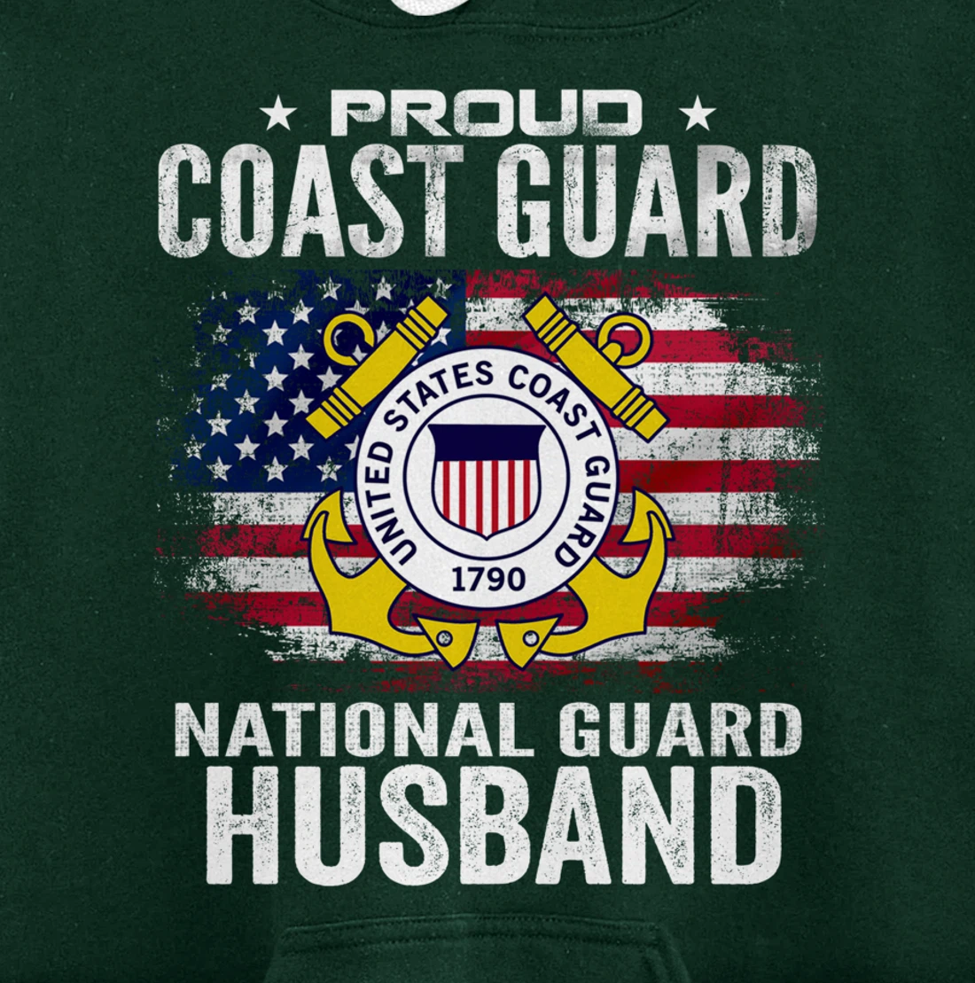 Proud Coast Guard National Guard Husband Gift Veteran Day Pullover Hoodie