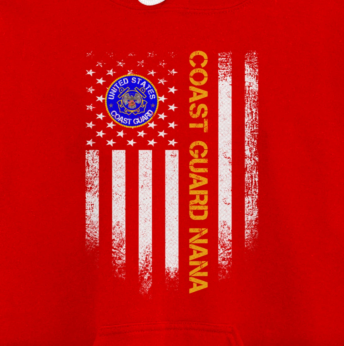 Vintage USA American Flag Proud US Coast Guard Veteran Nana Pullover Hoodie