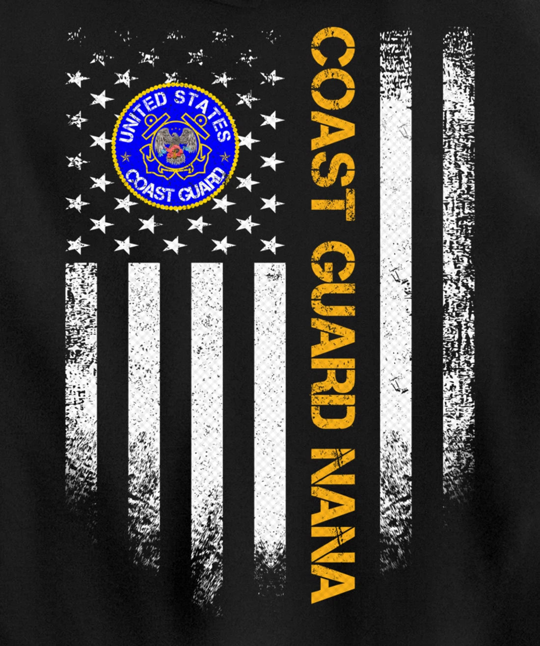 Vintage USA American Flag Proud US Coast Guard Veteran Nana Pullover Hoodie