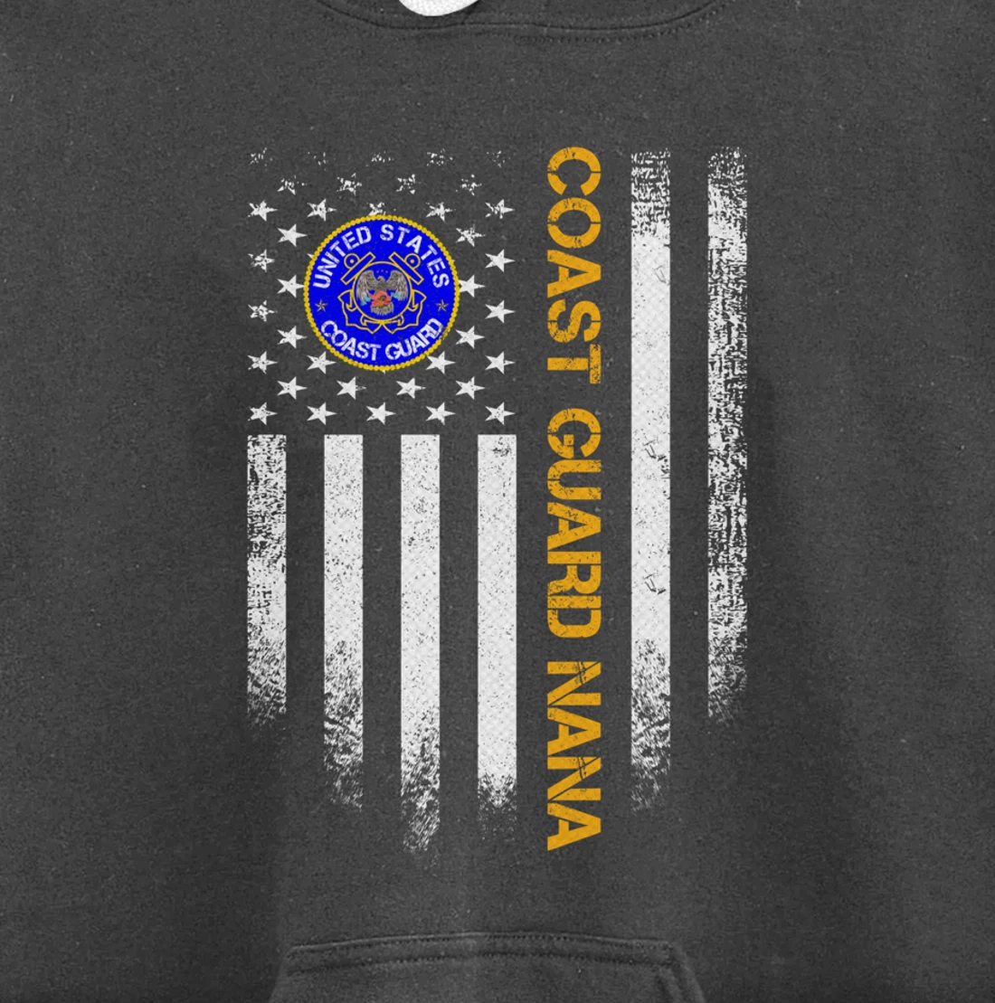Vintage USA American Flag Proud US Coast Guard Veteran Nana Pullover Hoodie