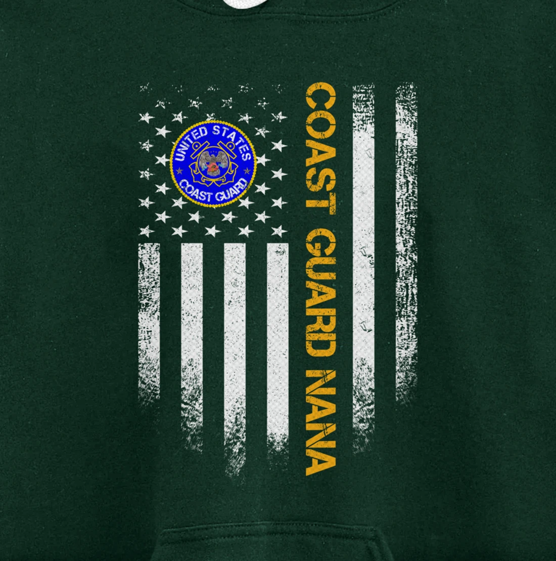 Vintage USA American Flag Proud US Coast Guard Veteran Nana Pullover Hoodie