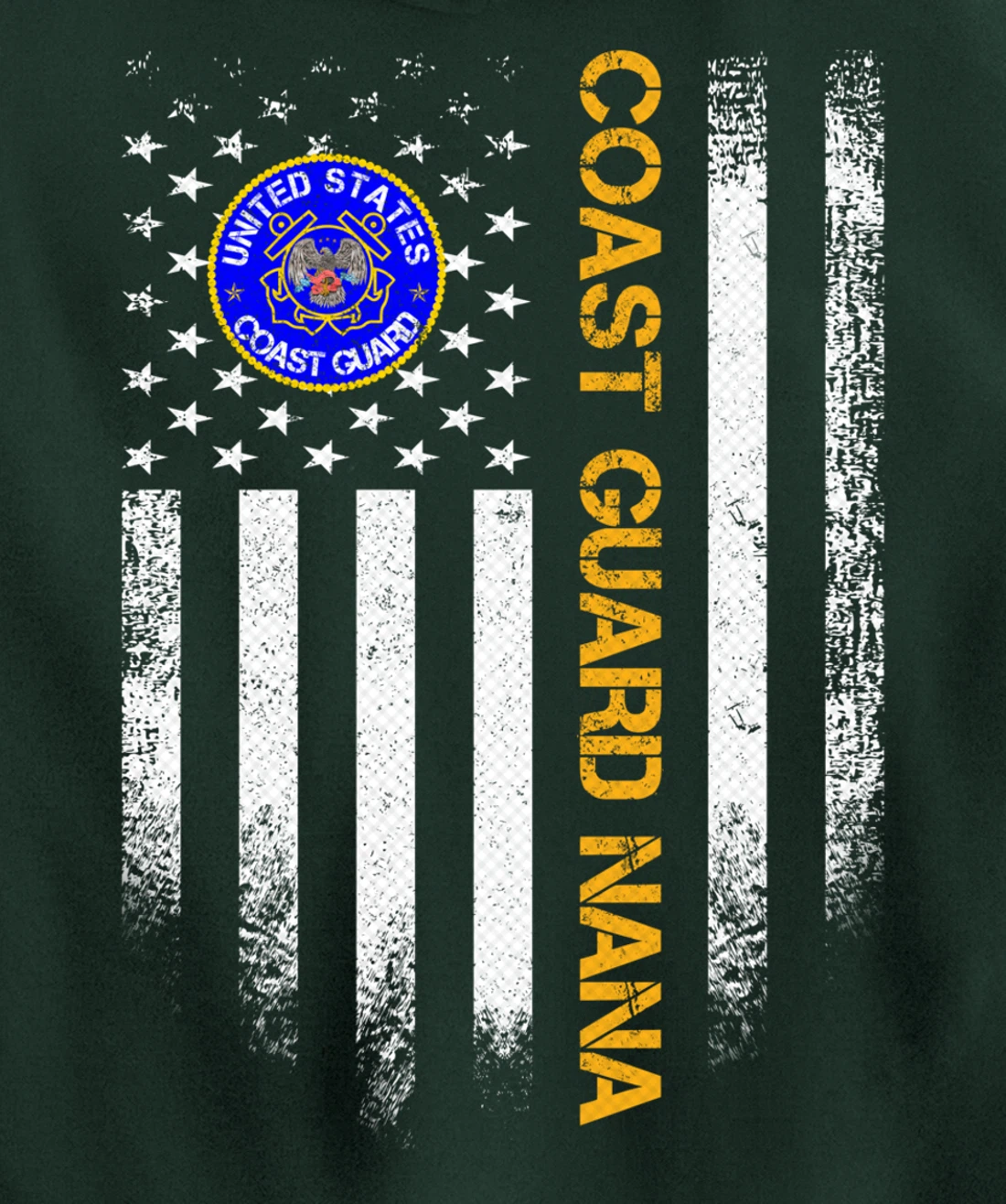 Vintage USA American Flag Proud US Coast Guard Veteran Nana Pullover Hoodie