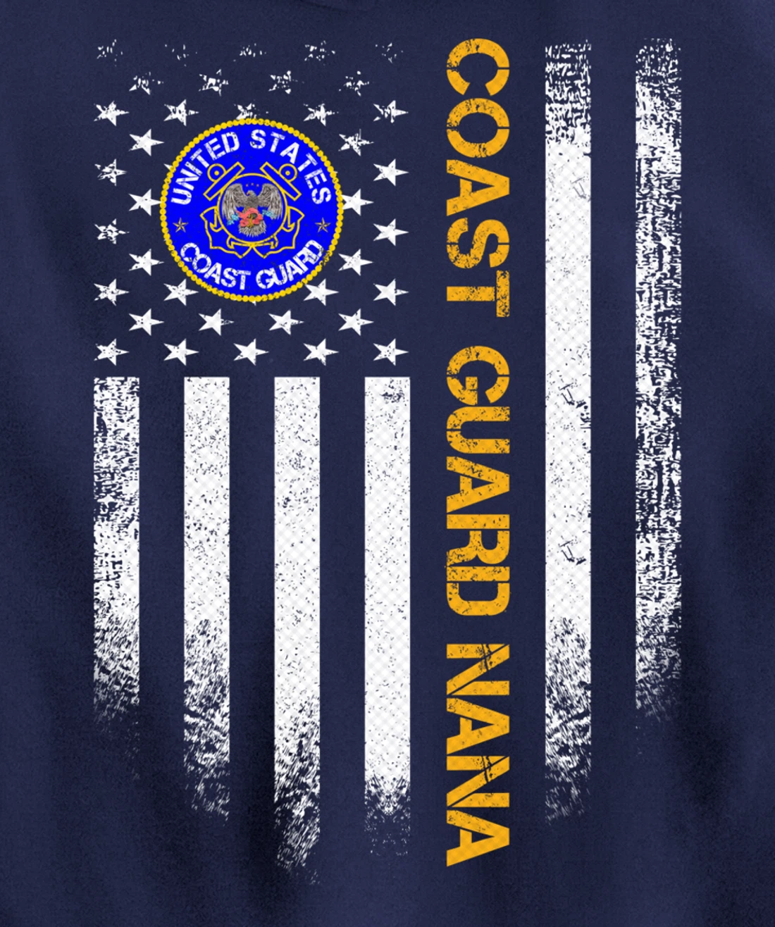 Vintage USA American Flag Proud US Coast Guard Veteran Nana Pullover Hoodie