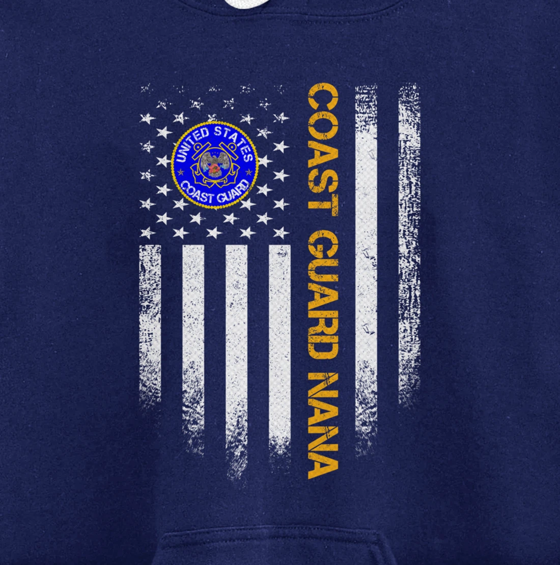 Vintage USA American Flag Proud US Coast Guard Veteran Nana Pullover Hoodie