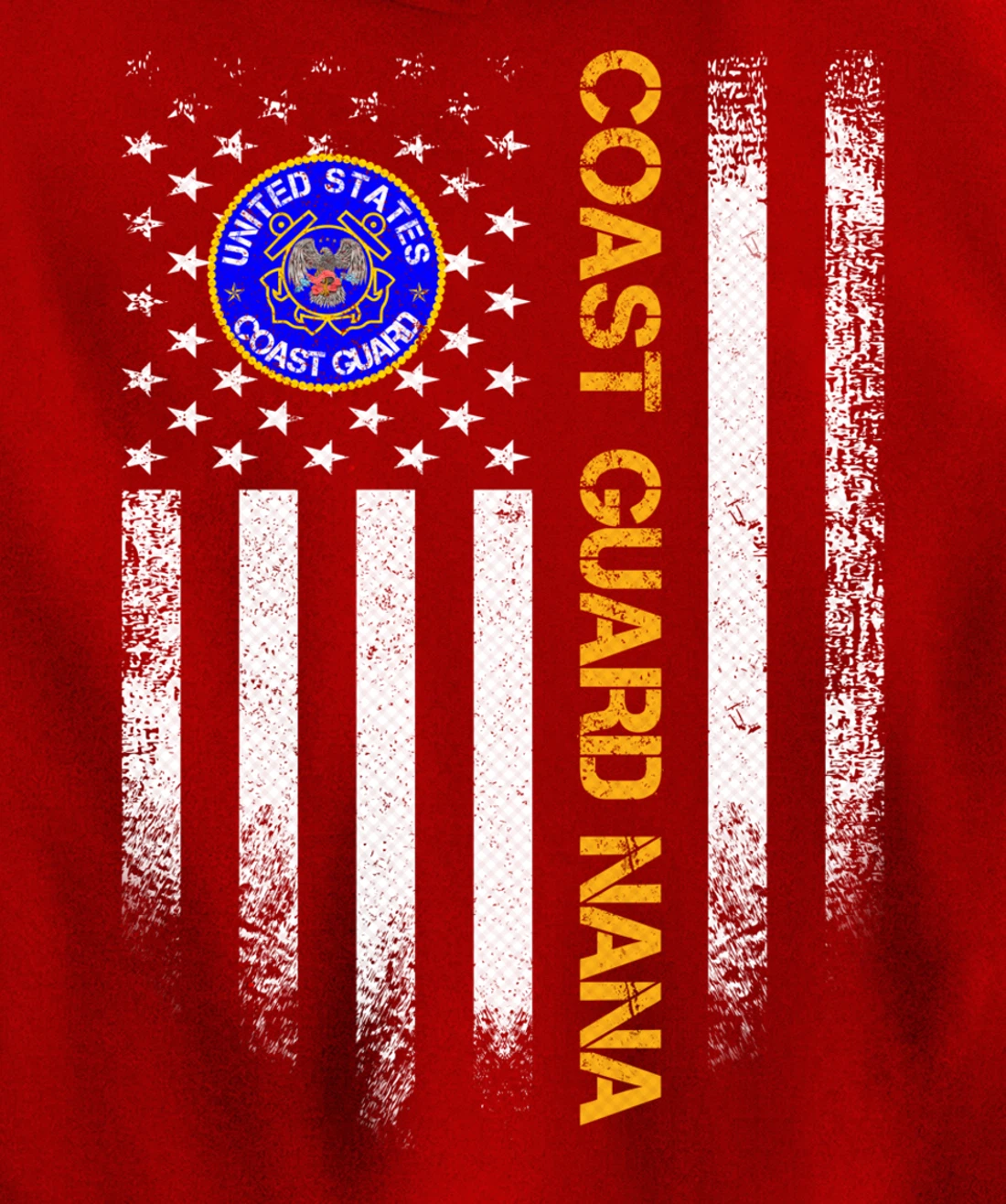 Vintage USA American Flag Proud US Coast Guard Veteran Nana Pullover Hoodie