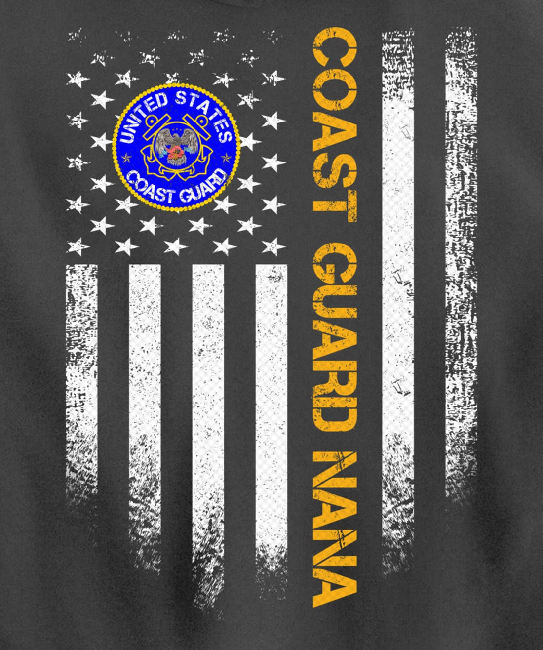 Vintage USA American Flag Proud US Coast Guard Veteran Nana Pullover Hoodie