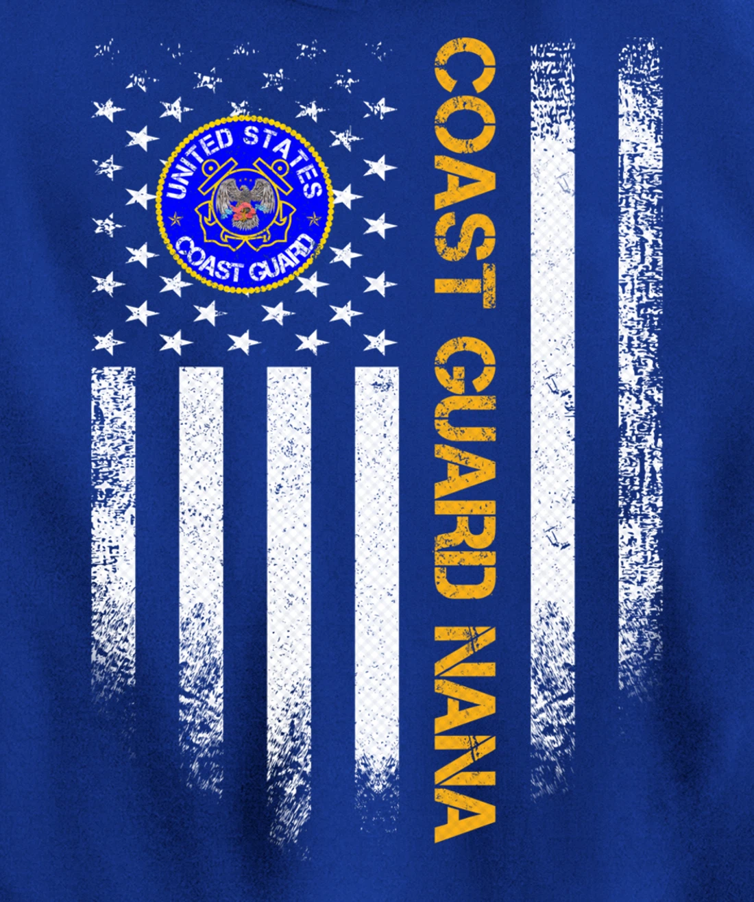 Vintage USA American Flag Proud US Coast Guard Veteran Nana Pullover Hoodie