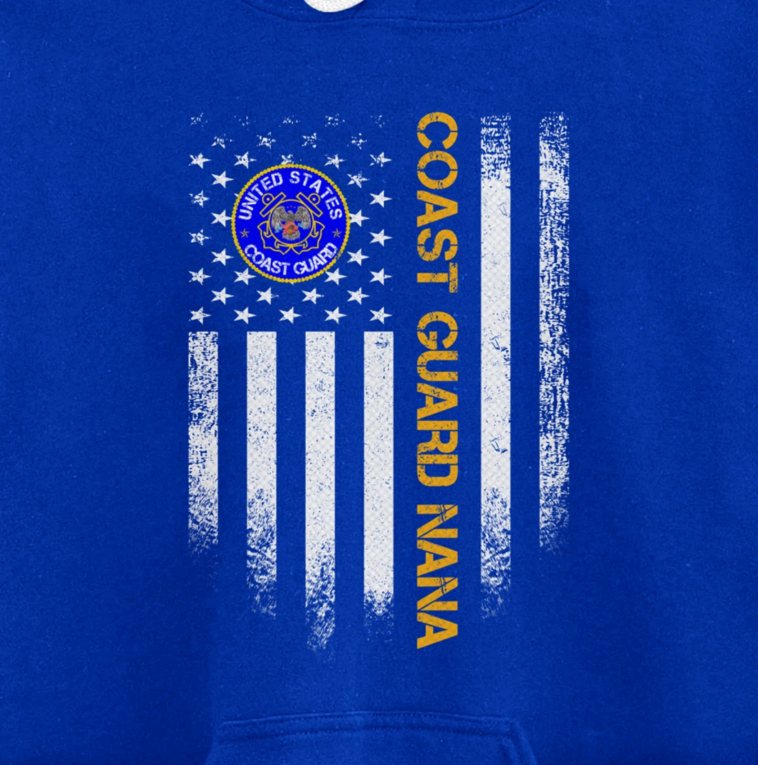 Vintage USA American Flag Proud US Coast Guard Veteran Nana Pullover Hoodie