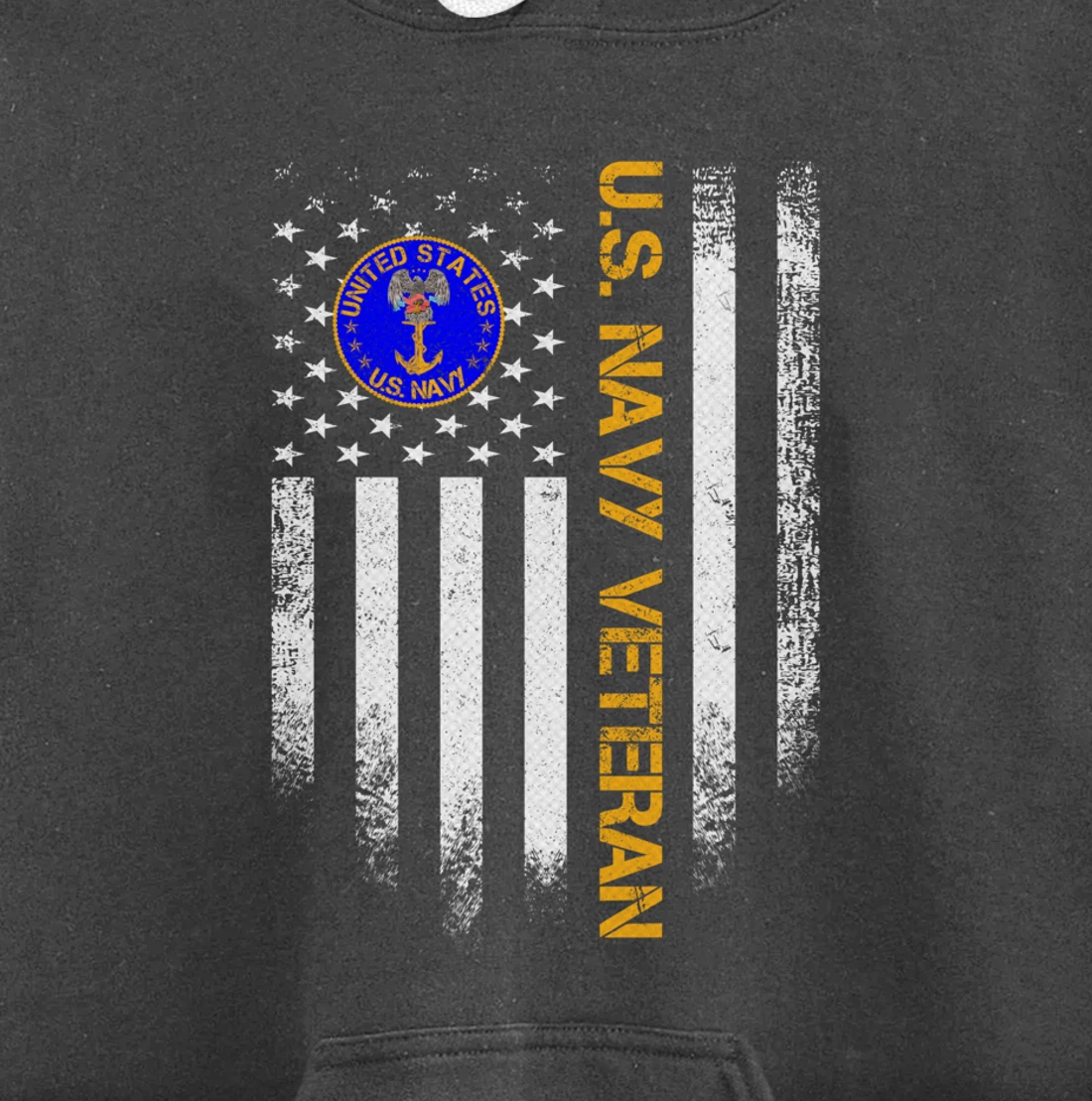 Vintage USA American Flag Proud US Navy Veteran Funny Gift Pullover Hoodie