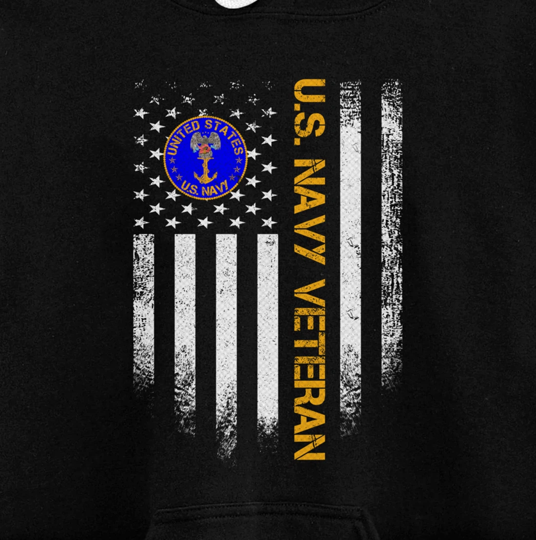 Vintage USA American Flag Proud US Navy Veteran Funny Gift Pullover Hoodie