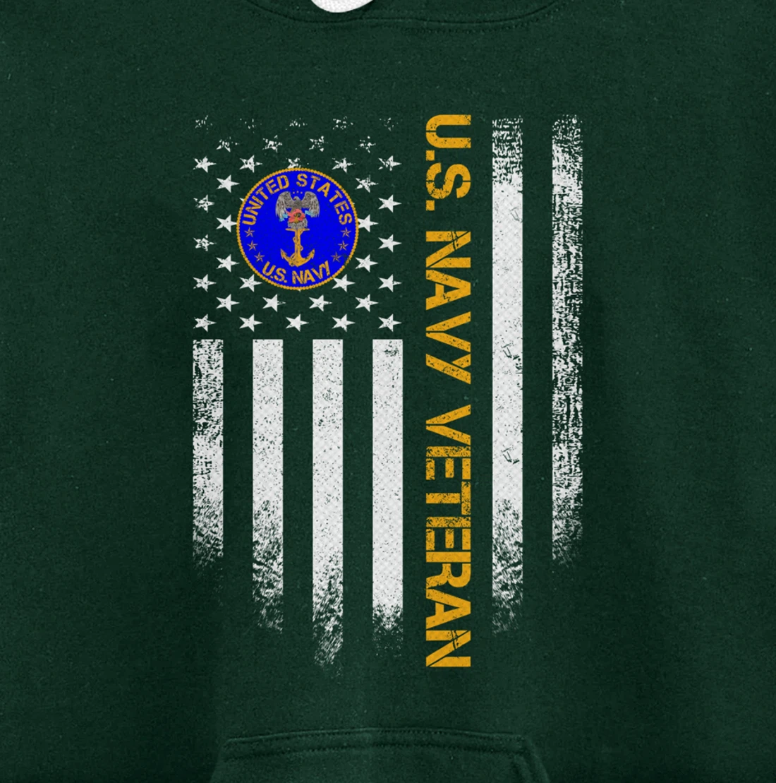 Vintage USA American Flag Proud US Navy Veteran Funny Gift Pullover Hoodie