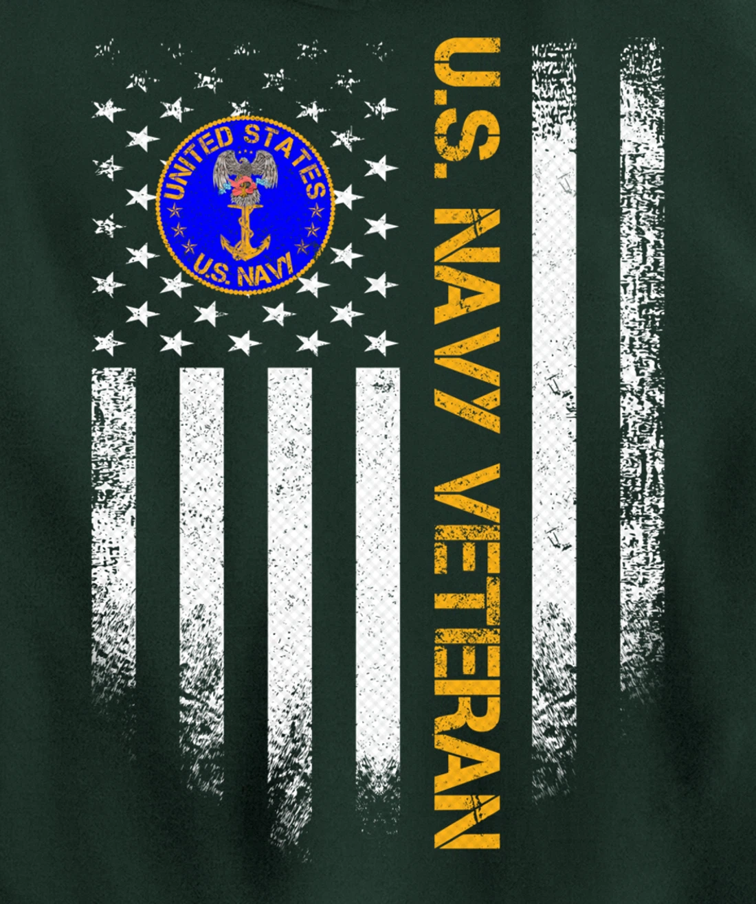 Vintage USA American Flag Proud US Navy Veteran Funny Gift Pullover Hoodie