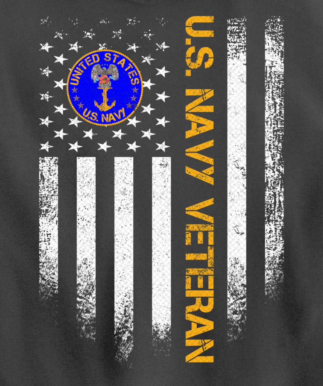 Vintage USA American Flag Proud US Navy Veteran Funny Gift Pullover Hoodie