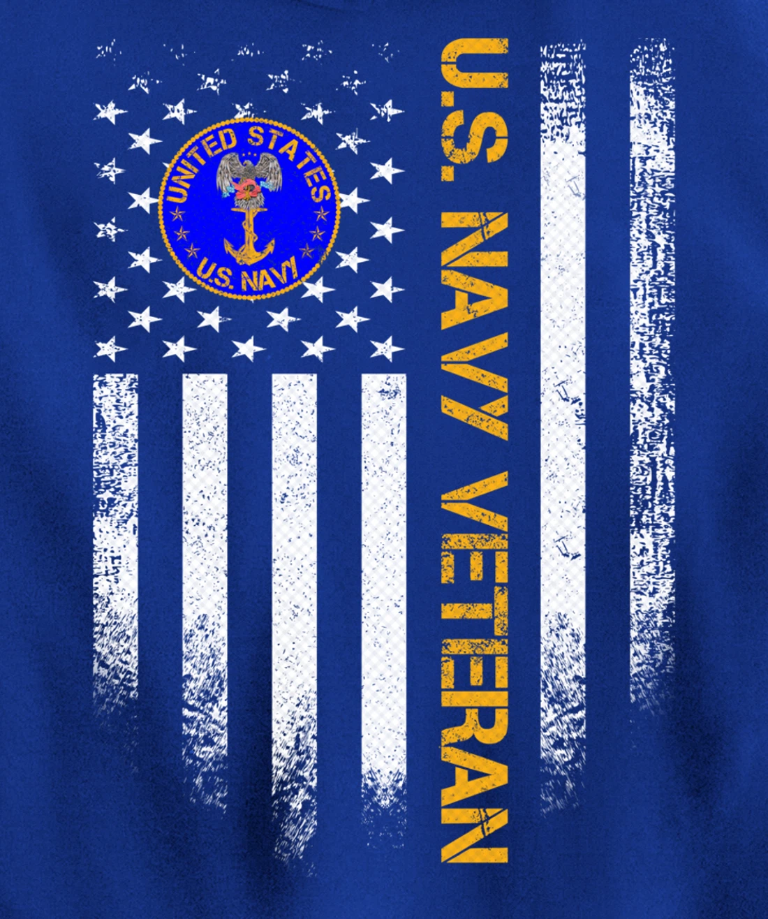 Vintage USA American Flag Proud US Navy Veteran Funny Gift Pullover Hoodie