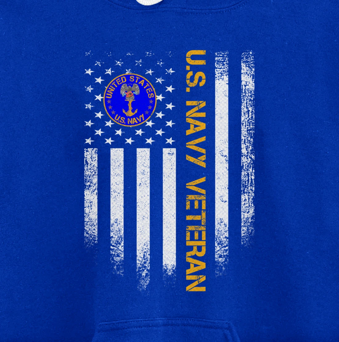 Vintage USA American Flag Proud US Navy Veteran Funny Gift Pullover Hoodie