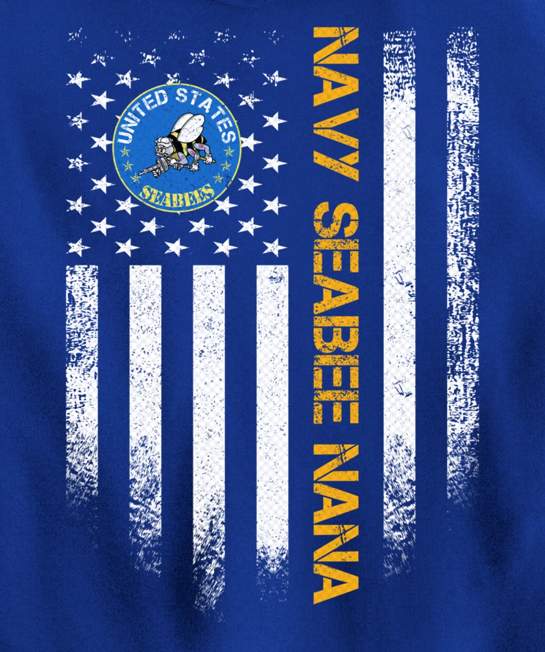 Vintage USA American Flag Proud US Navy Seabee Veteran Nana Pullover Hoodie