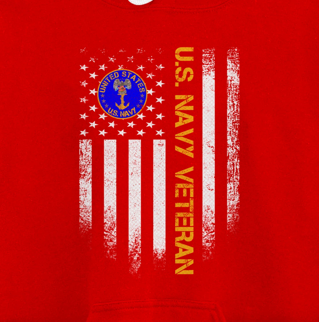 Vintage USA American Flag Proud US Navy Veteran Funny Gift Pullover Hoodie