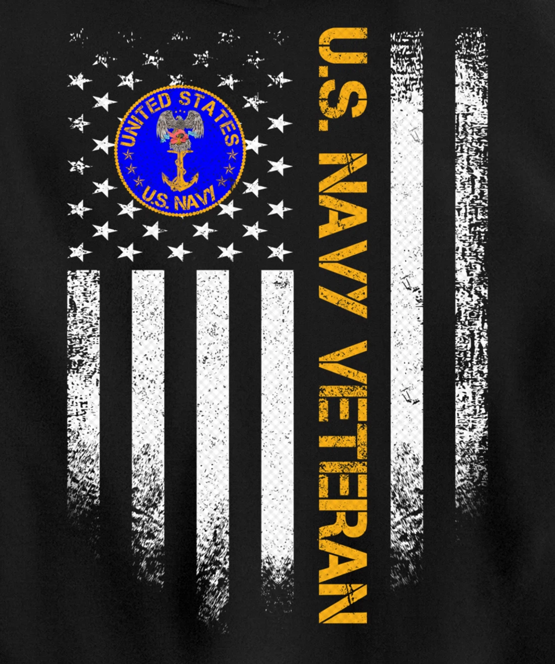 Vintage USA American Flag Proud US Navy Veteran Funny Gift Pullover Hoodie