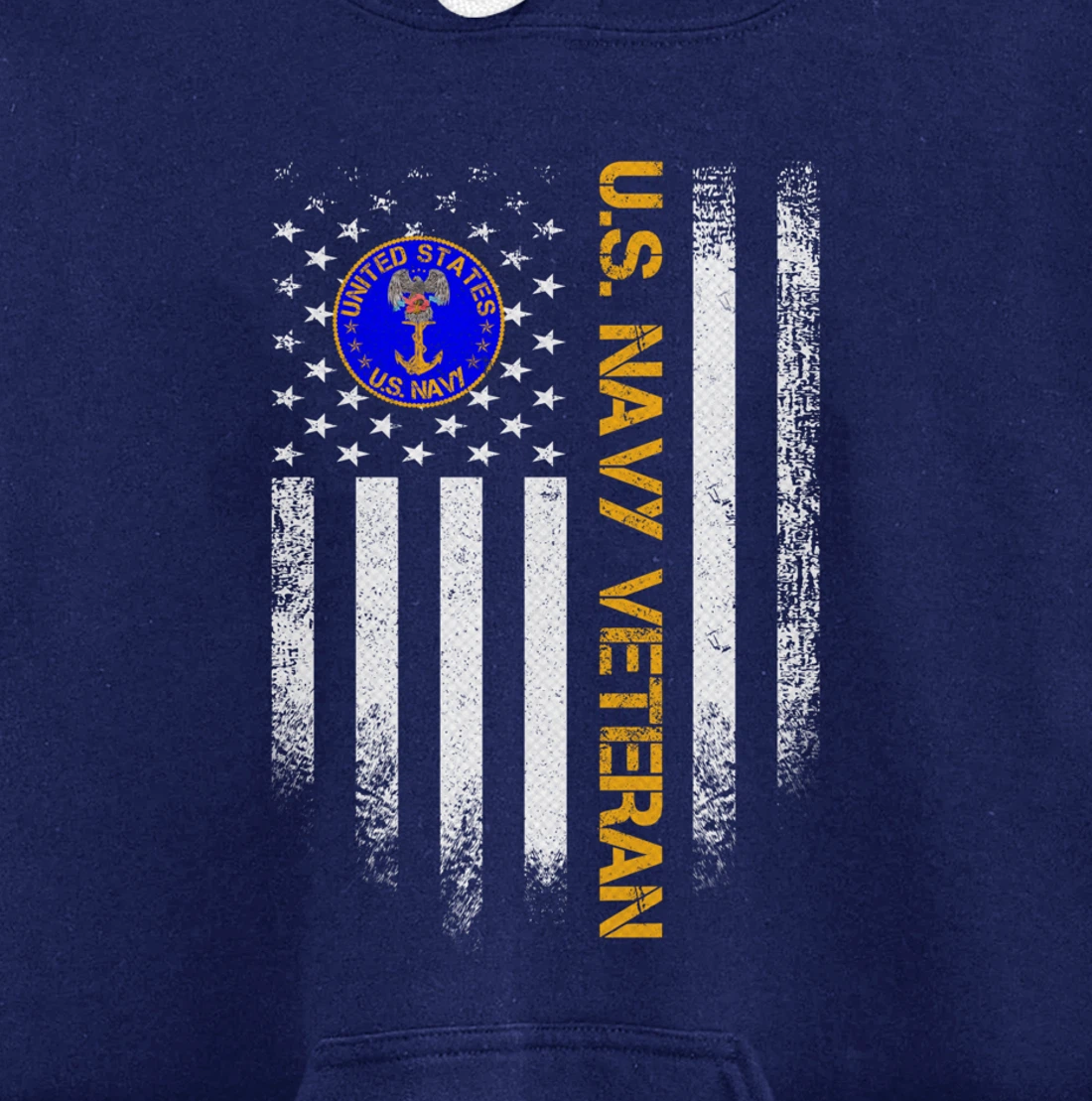 Vintage USA American Flag Proud US Navy Veteran Funny Gift Pullover Hoodie