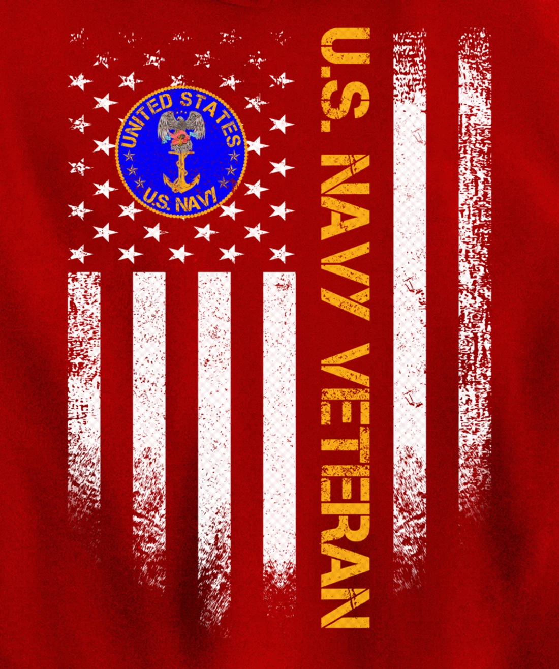 Vintage USA American Flag Proud US Navy Veteran Funny Gift Pullover Hoodie