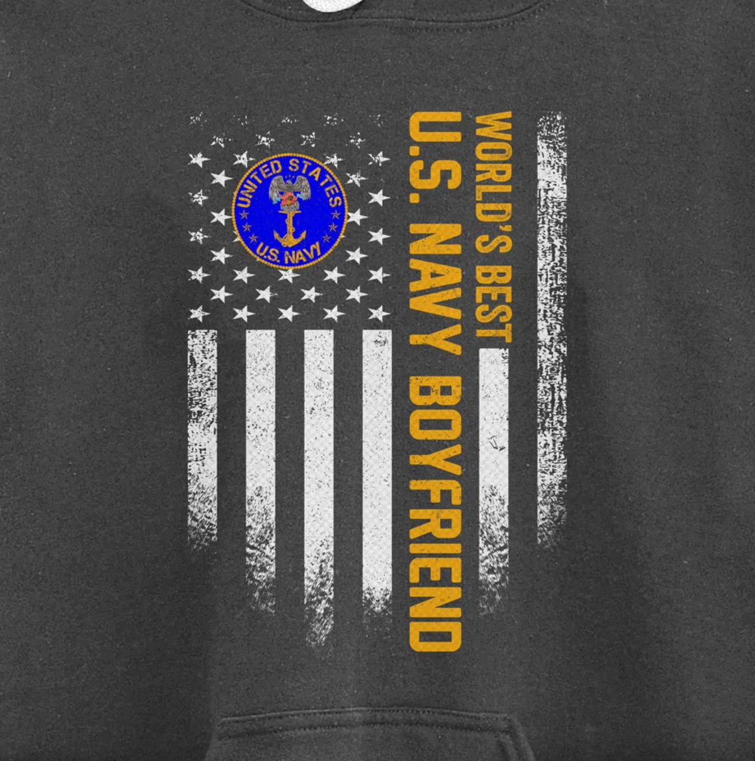 Vintage American Flag World's Best US Navy Veteran Boyfriend Pullover Hoodie