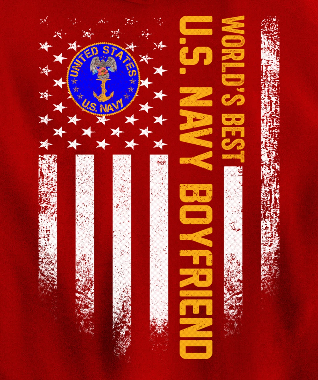 Vintage American Flag World's Best US Navy Veteran Boyfriend Pullover Hoodie