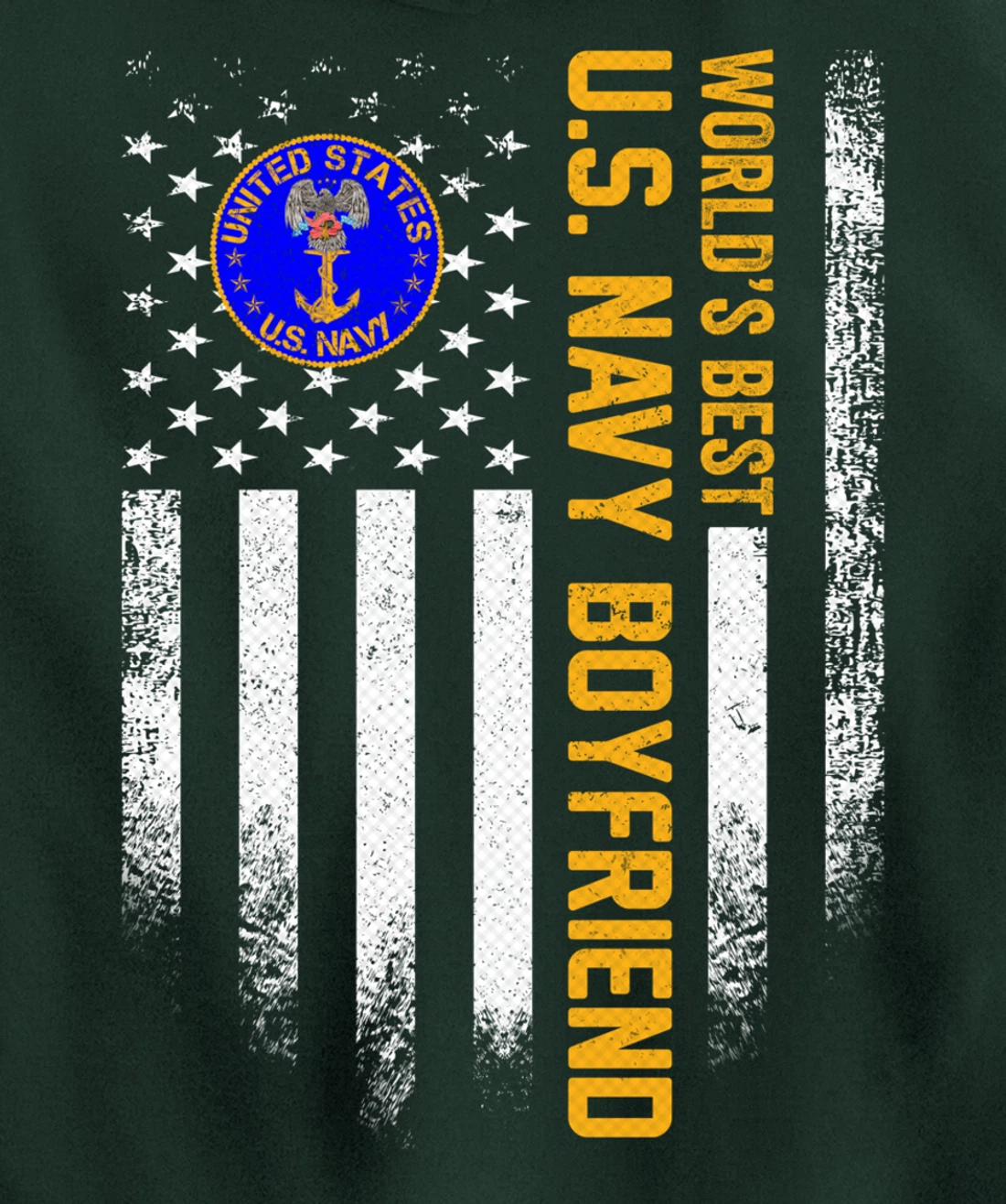 Vintage American Flag World's Best US Navy Veteran Boyfriend Pullover Hoodie