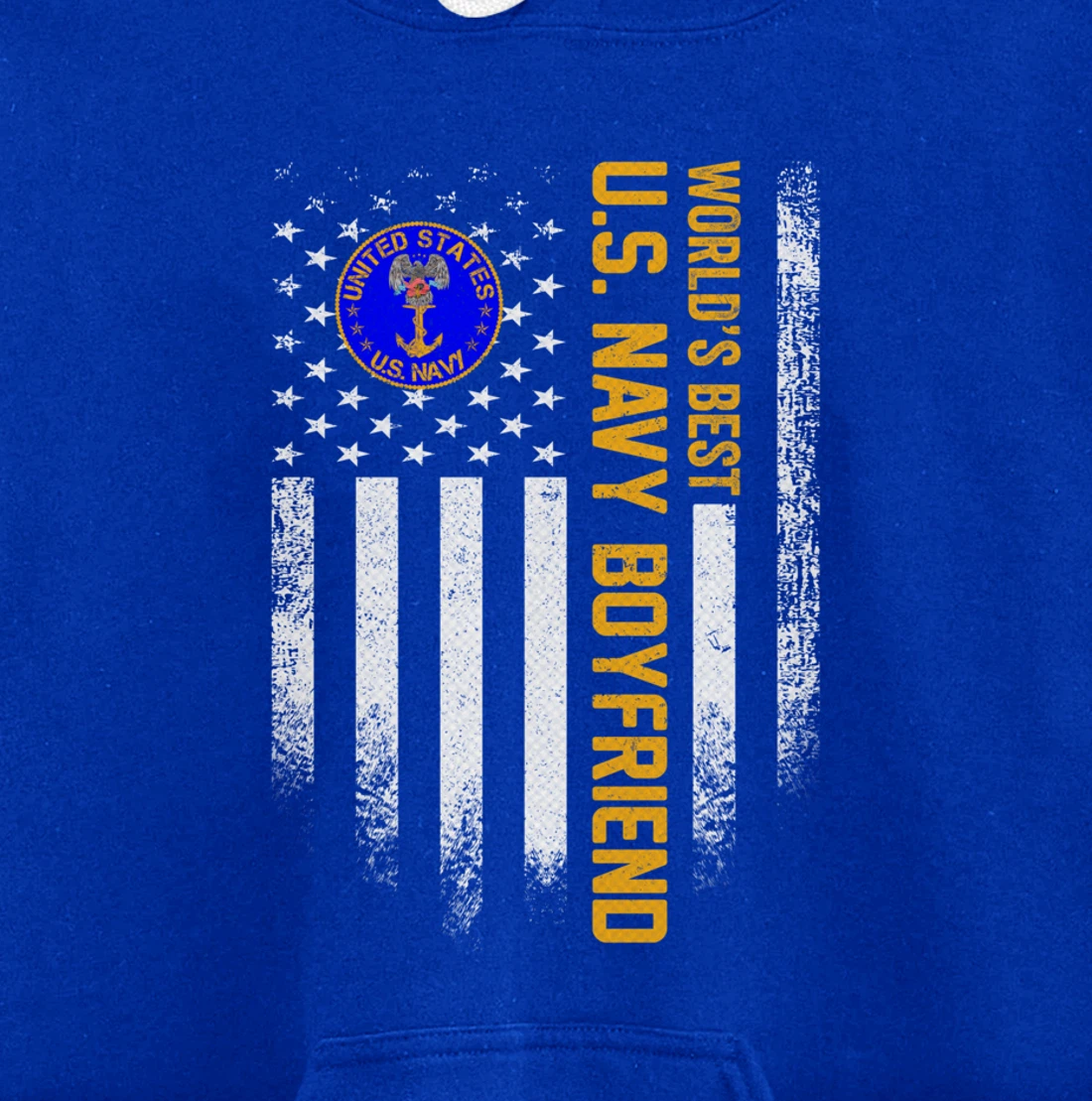 Vintage American Flag World's Best US Navy Veteran Boyfriend Pullover Hoodie