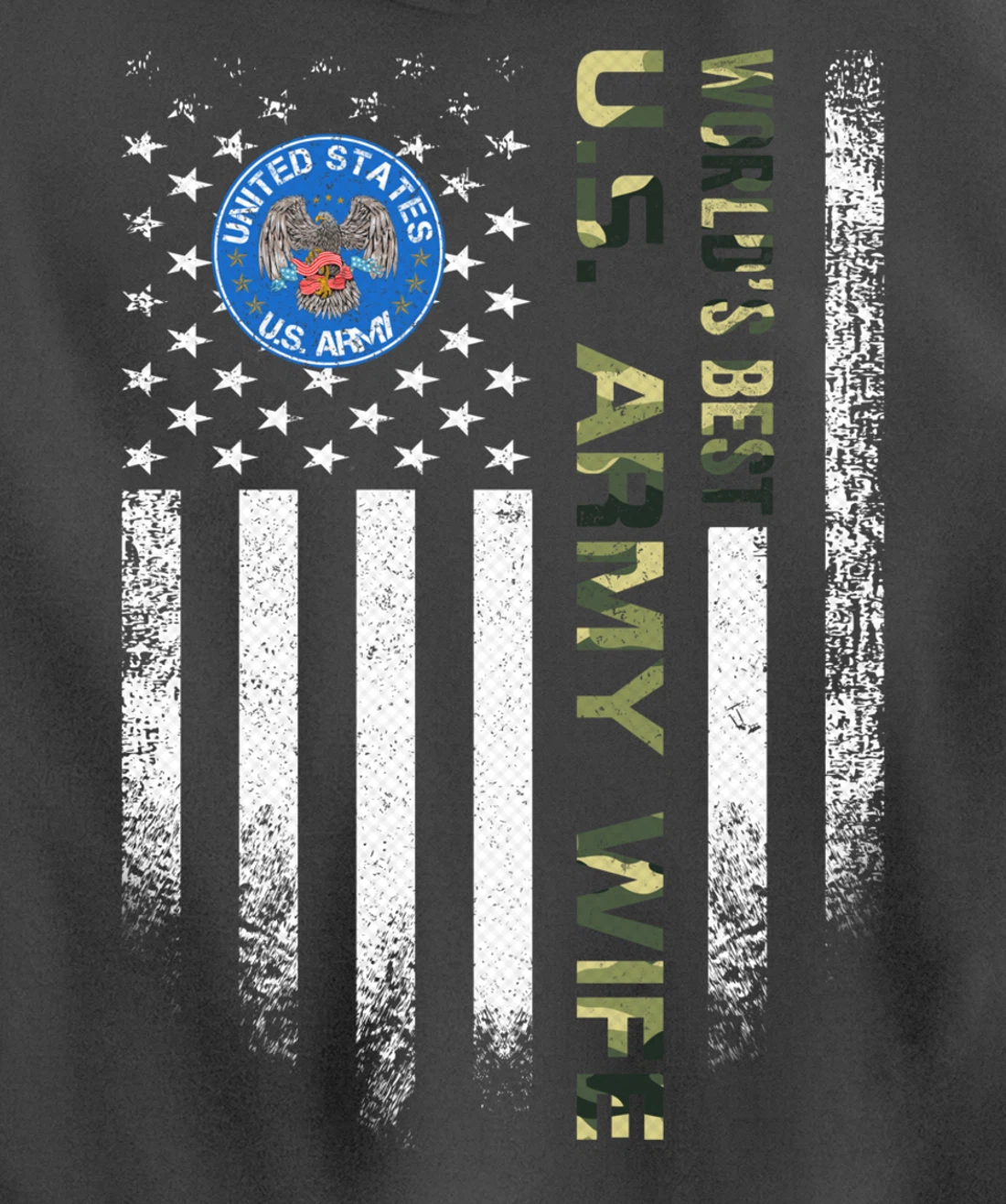 Vintage USA American Flag World's Best US Army Veteran Wife Pullover Hoodie