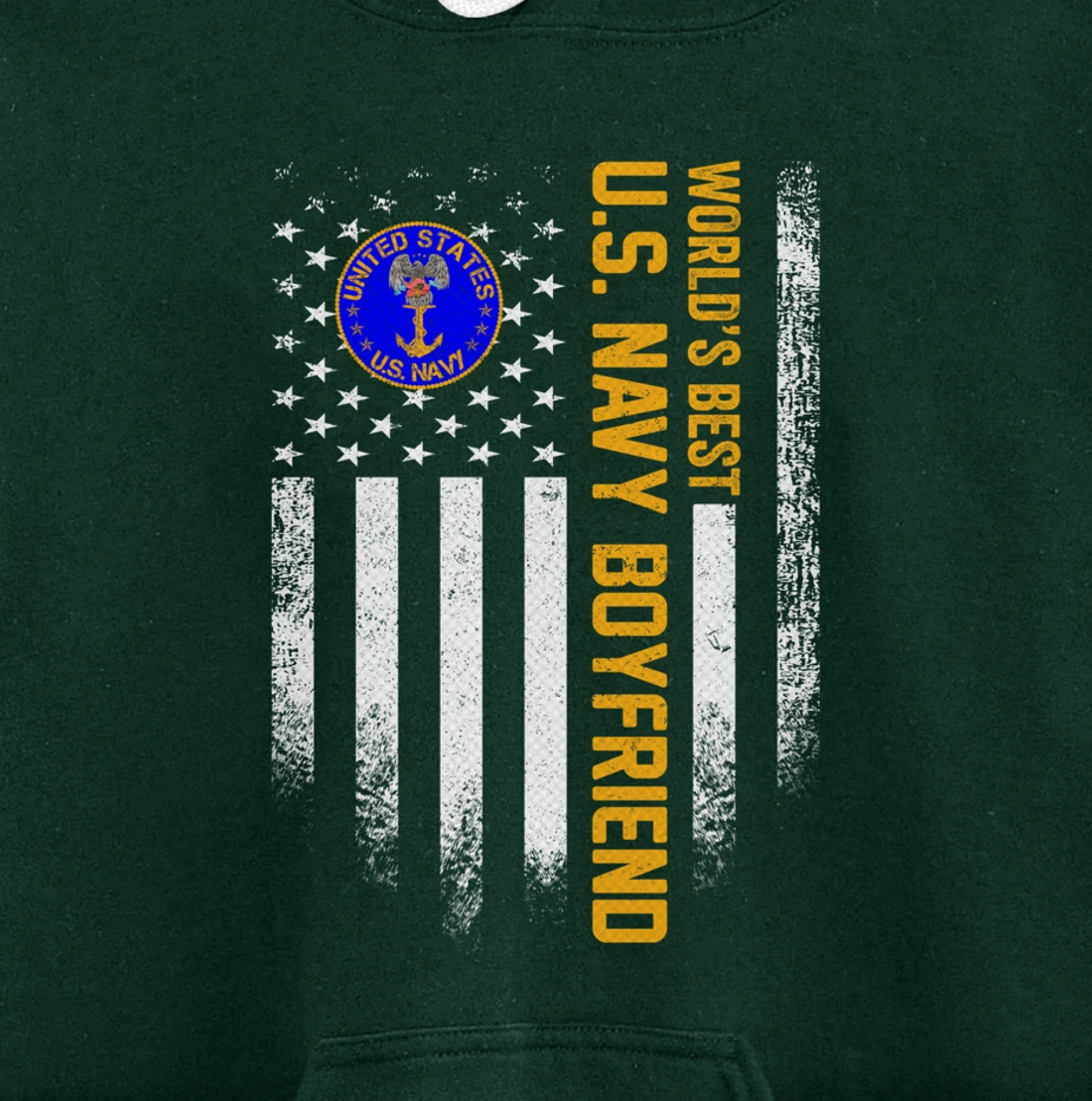 Vintage American Flag World's Best US Navy Veteran Boyfriend Pullover Hoodie