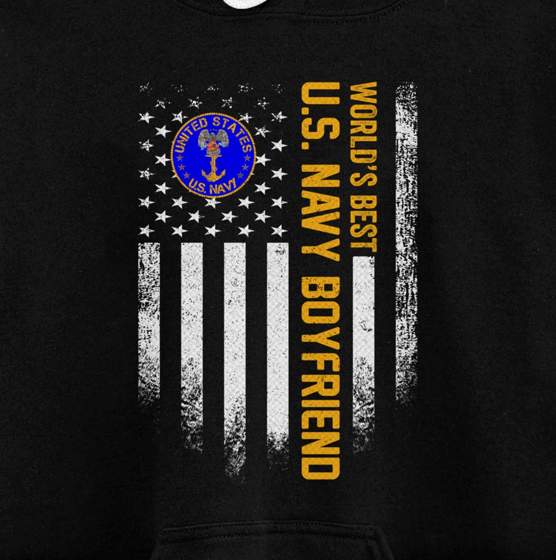 Vintage American Flag World's Best US Navy Veteran Boyfriend Pullover Hoodie