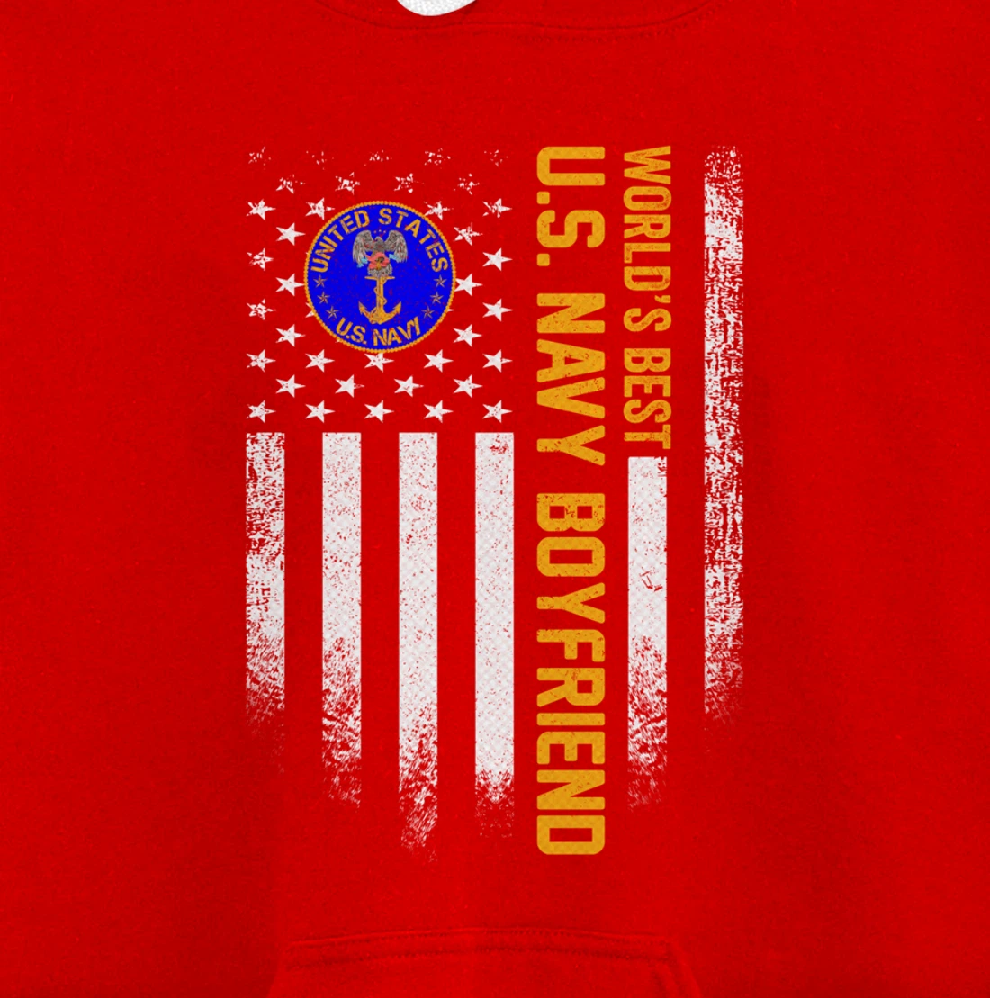 Vintage American Flag World's Best US Navy Veteran Boyfriend Pullover Hoodie