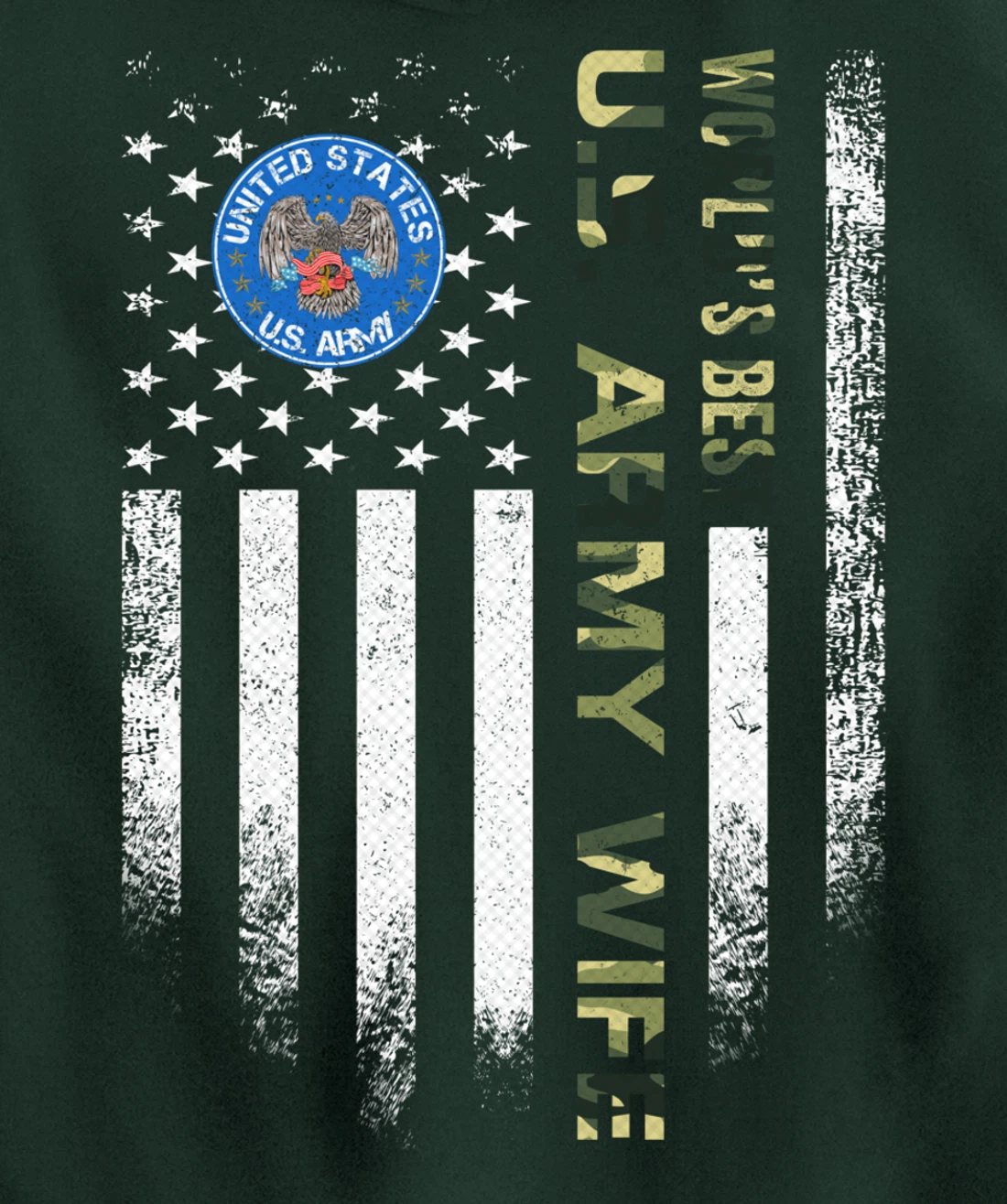 Vintage USA American Flag World's Best US Army Veteran Wife Pullover Hoodie