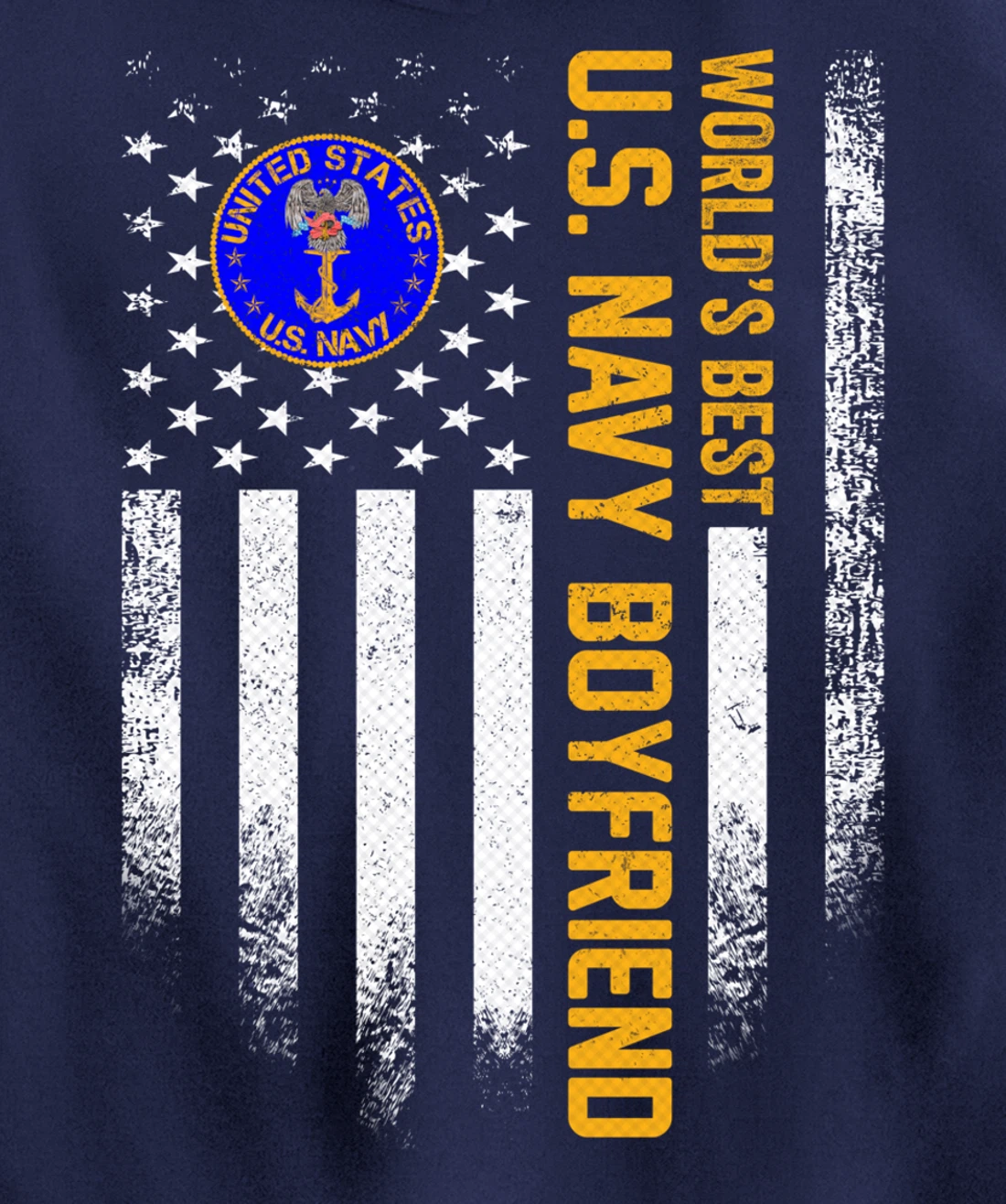 Vintage American Flag World's Best US Navy Veteran Boyfriend Pullover Hoodie