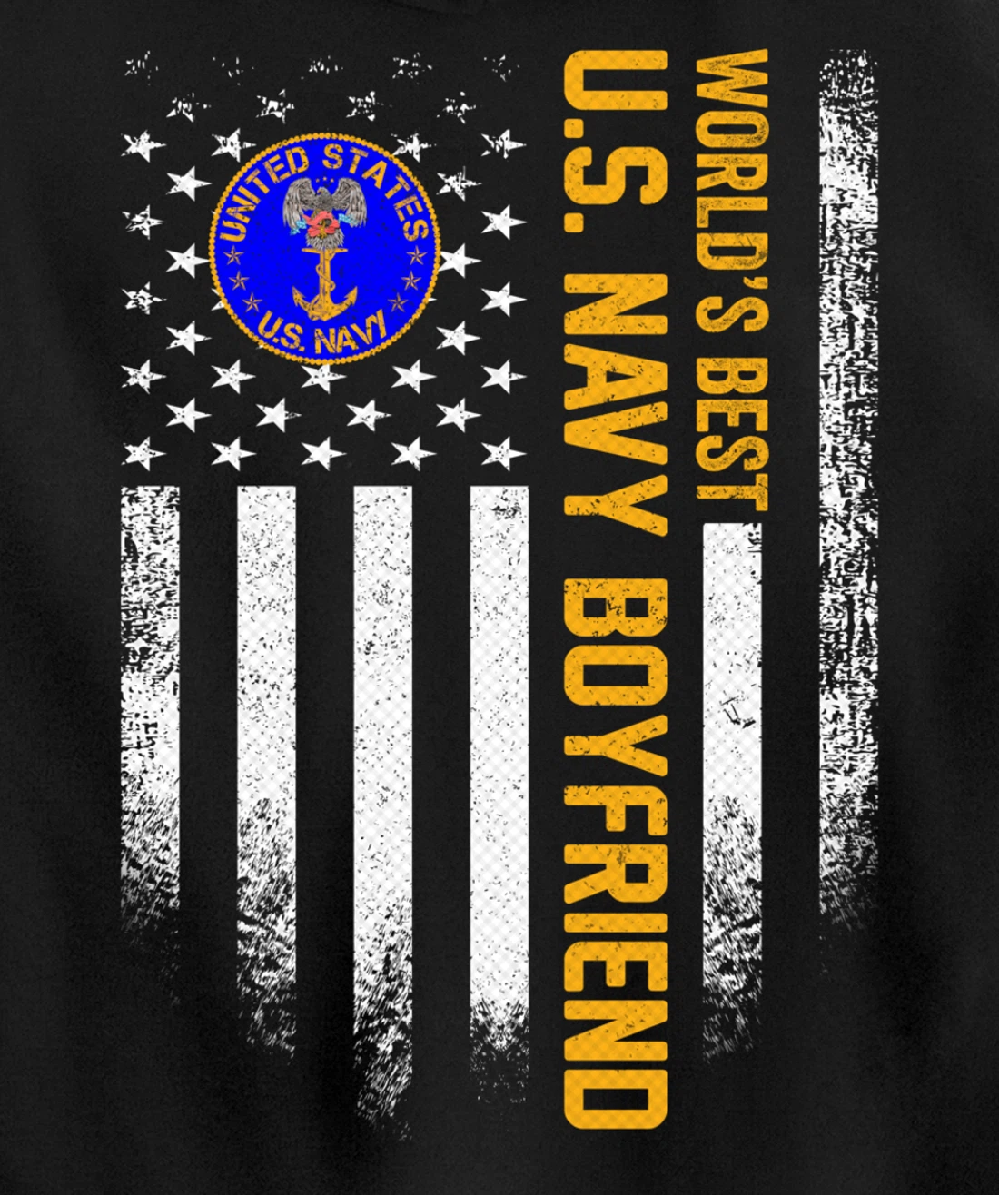 Vintage American Flag World's Best US Navy Veteran Boyfriend Pullover Hoodie