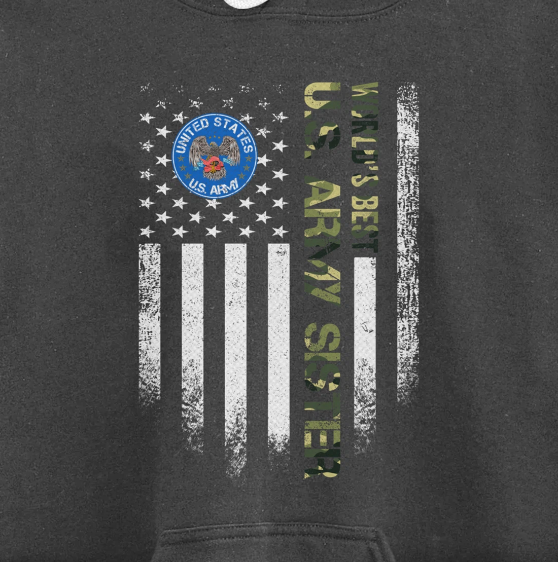Vintage USA American Flag World's Best Army Veteran Sister Pullover Hoodie