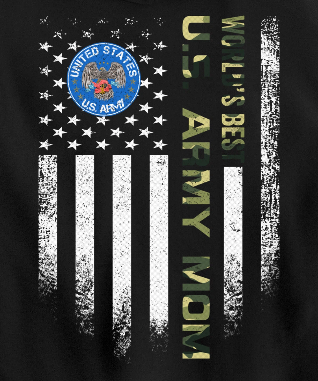 Vintage USA American Flag World's Best US Army Veteran Mom Pullover Hoodie